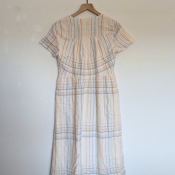 SOLD ON INSTA Madewell Linen Clara Dress In Muted Blush Plaid Size Extra Small - Picture 9 of 10
